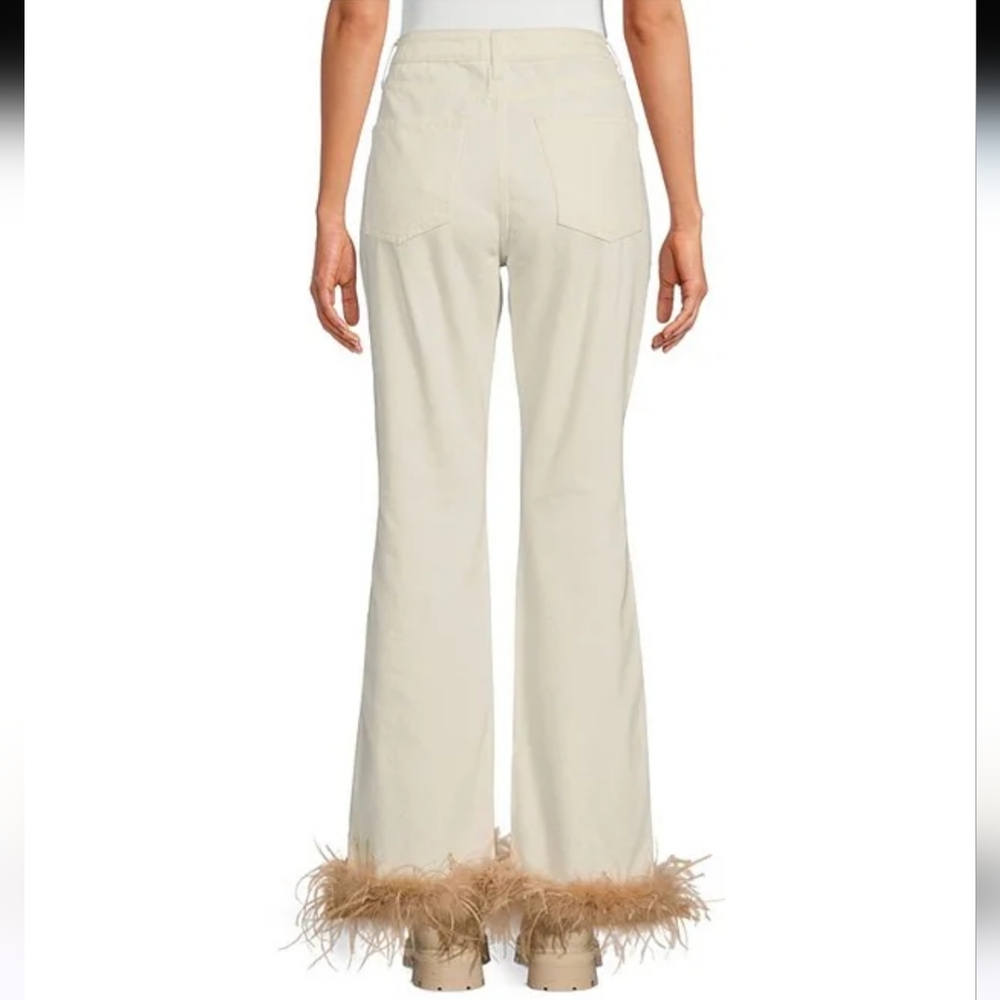 Gianni Bini X Nastia Liukin Anna Denim Straight Leg Feather Detail Jeans 25w - Picture 2 of 12